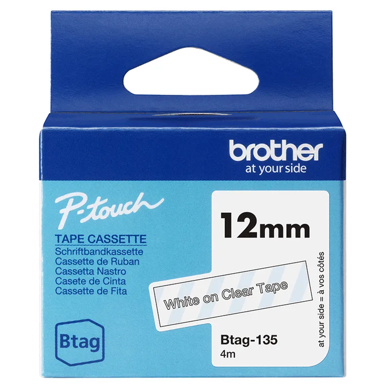 Schriftband Brother 12mmx4m weiß/transparent BTAG-135 by Brother – product photo
