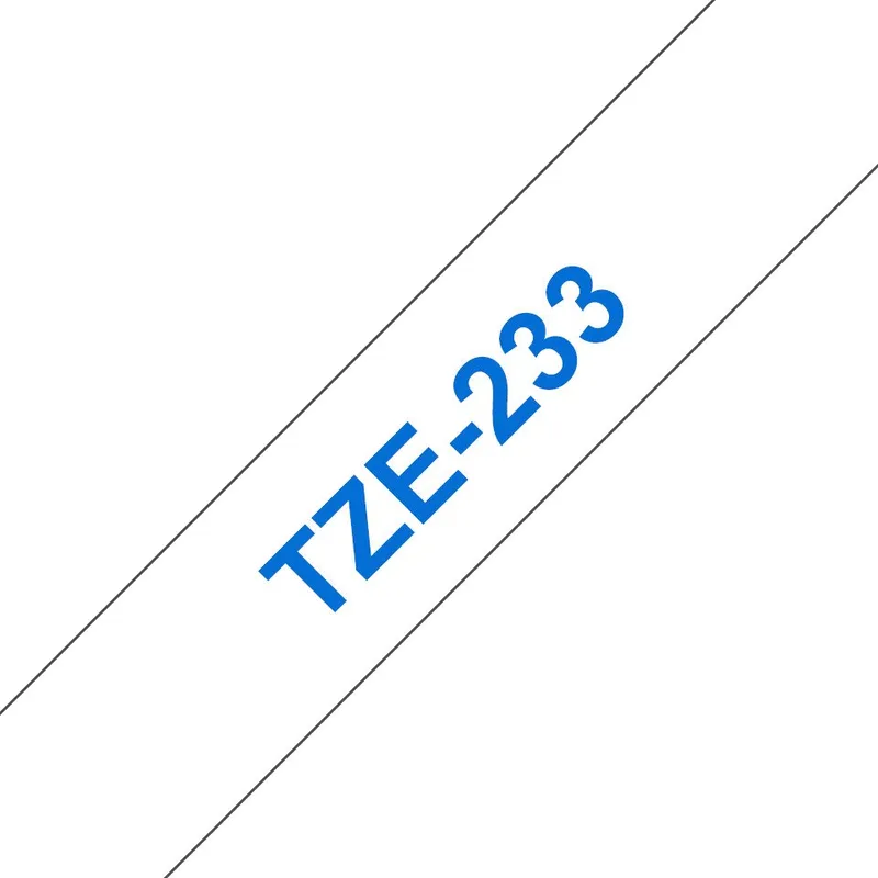 Schriftband TZe-233 (lam) Blau auf BxL 12mm Tintenpatrone de Brother en Blanc – photo produit