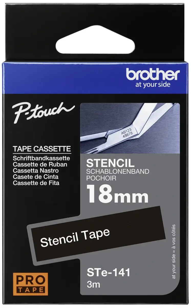 STe STe-141 Couleur de ruban: transparent Couleur de police:blanc 18 mm 3 m de Brother – photo produit