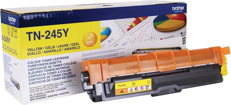 toner, 2.200 pagina's, OEM TN-245Y, 4 stuks von Brother in Gelb – Produktfoto