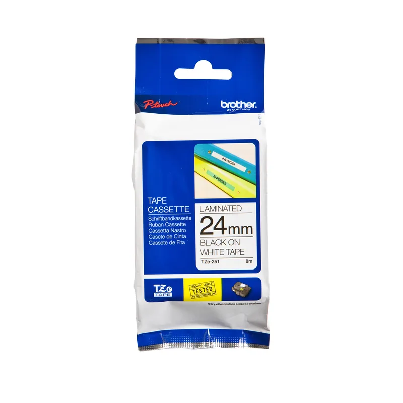TZE-251 labelprinter-tape Zwart op wit | 25 stuks by Brother – product photo