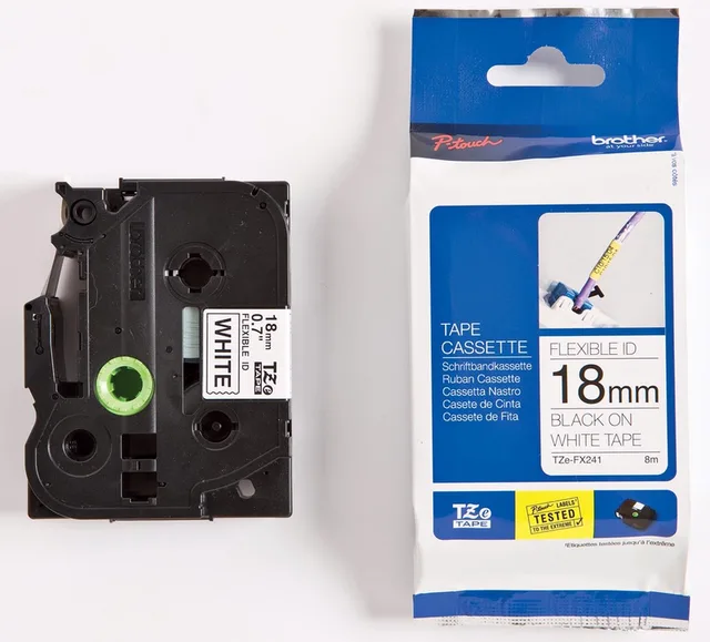 TZE-FX241 white print black 18mm