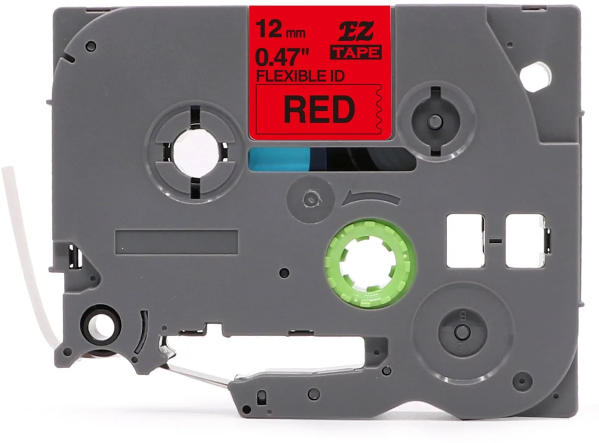 TZe-FX431 Flexibele Label Tape 12mm van Brother in Rood, Zwart – productfoto