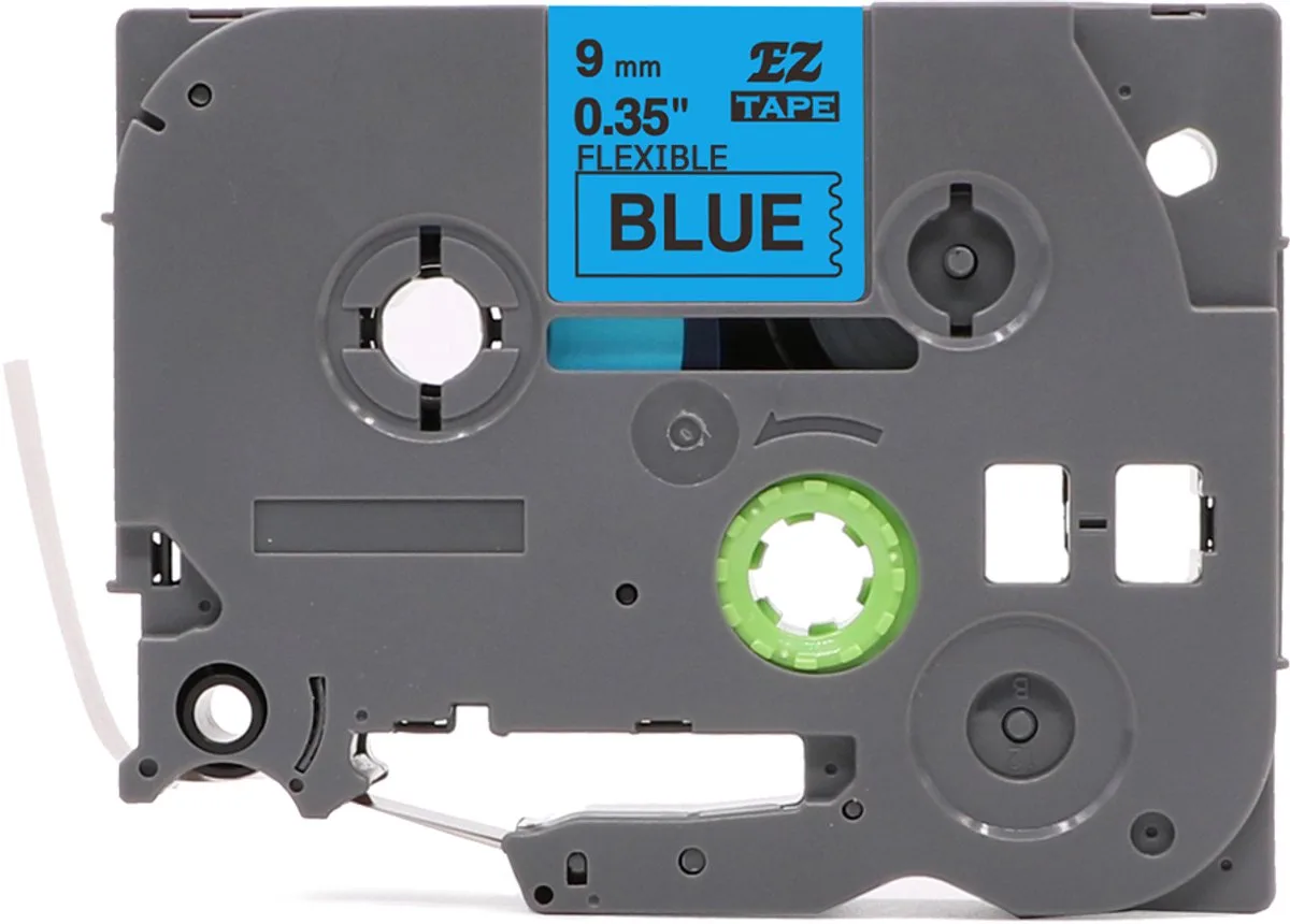 TZe-FX521 Flexibele Label Tape 9mm Zwart från Brother i Blå – produktbild