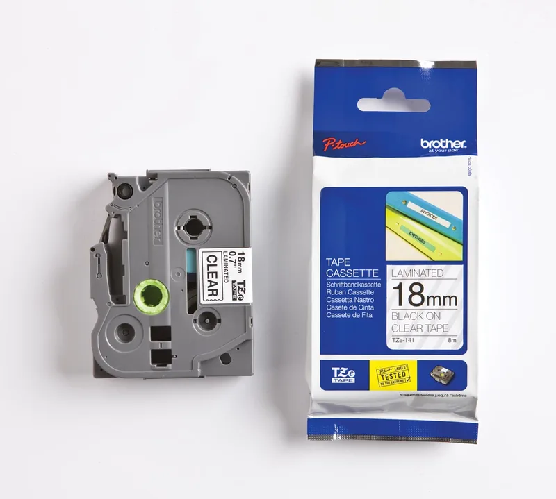 TZe tape voor P-Touch 18 mm, zwart op transparant by Brother – product photo