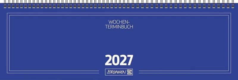 Buchkalender BRUNNEN Querterminbuch Mod. 775 2027, 420×137 mm, Karton by Brunnen in Blue – product photo