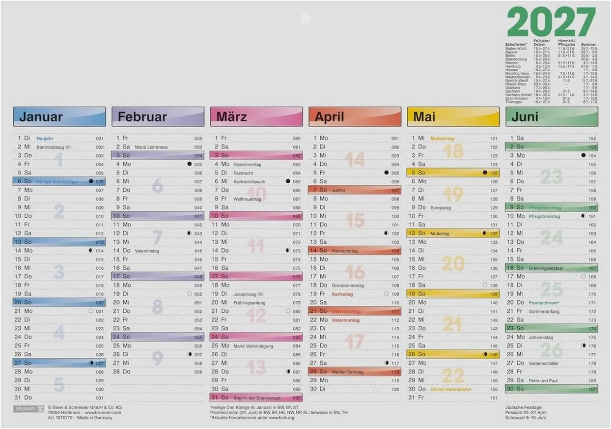Buchkalender BRUNNEN Tafelkalender DATAline 2027, A4 quer fra Brunnen – produktbillede