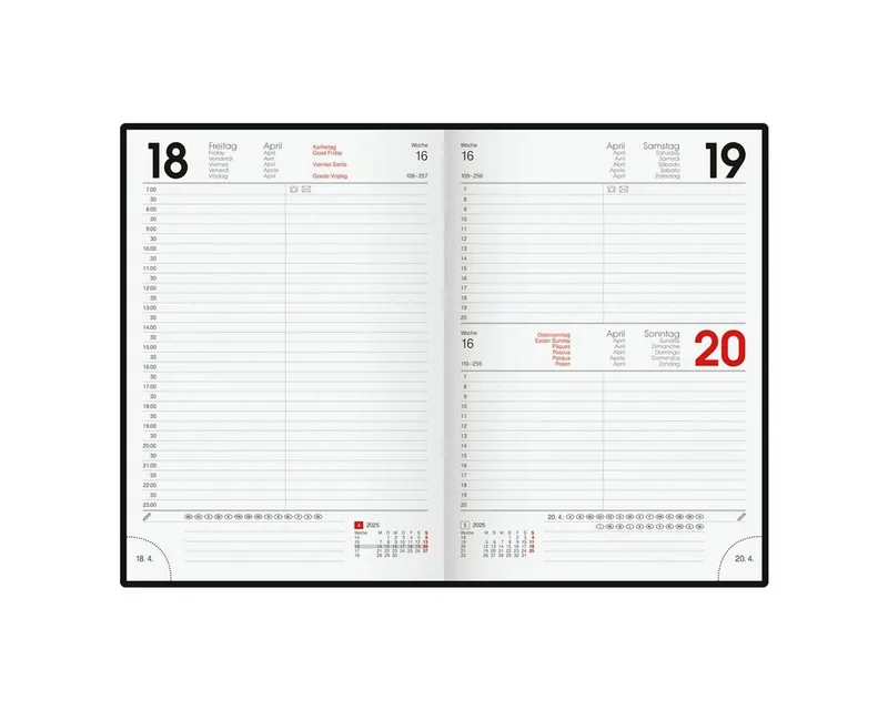 Buchkalender, für 2027, 1 Seite = 1 Tag (Sa/So = 1 Seite) by Brunnen in Blue – product photo