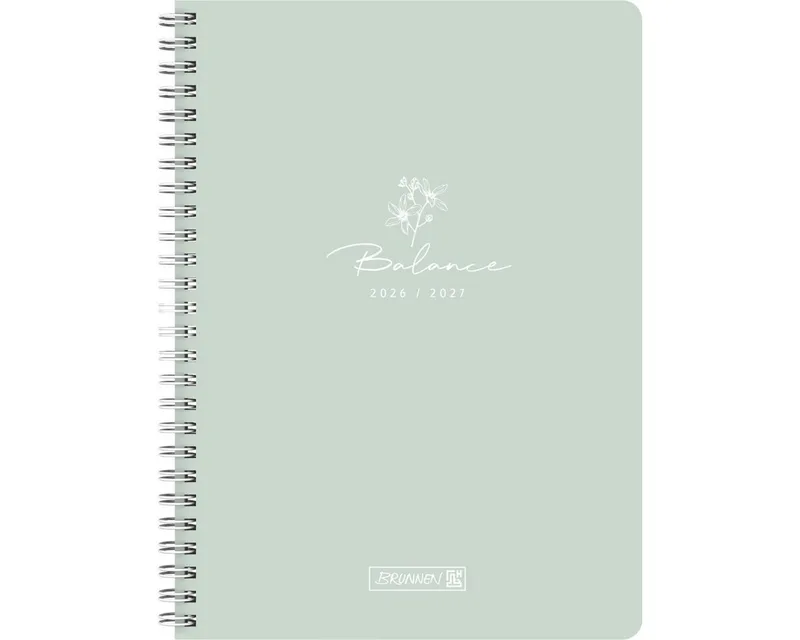 Buchkalender Schülerkalender A5 1 Woche/2 Seiten Balance 2026/2027 von Brunnen – Produktfoto