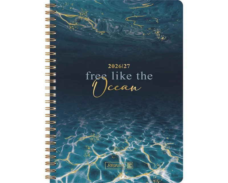 Buchkalender Schülerkalender A5 1 Woche/2 Seiten Ocean 2026/2027 de Brunnen en Bleu – photo produit