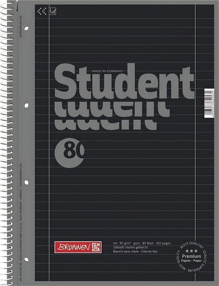 Collegeblock BRUNNEN Collegeblock A4 onyxLineatur 27 1067927190 von Brunnen – Produktfoto