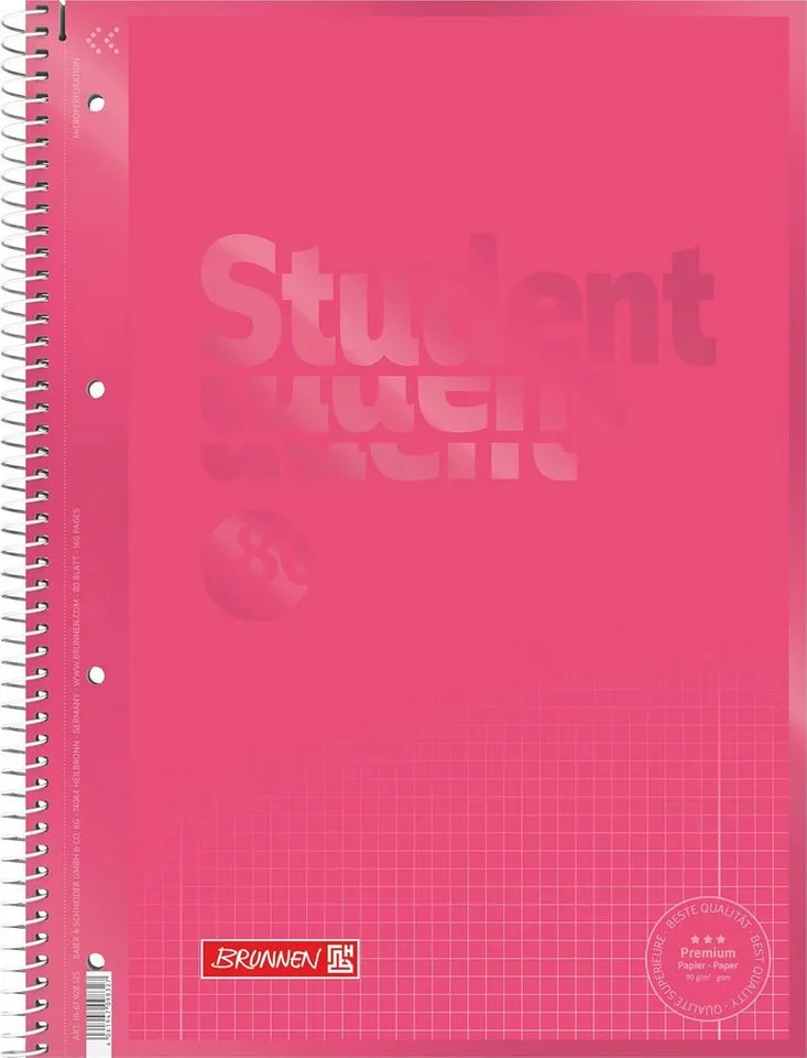 Collegeblock BRUNNEN Premium Collegeblock A4 - Tulip Magenta mit Matt-Glanz-Effekt von Brunnen – Produktfoto