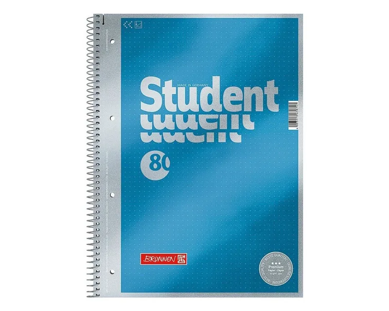 Collegeblock Premium, A4 Punktraster, ohne Rand, 80 Blatt, 4-fach Lochung, 90 g/m² von Brunnen in Weiß – Produktfoto
