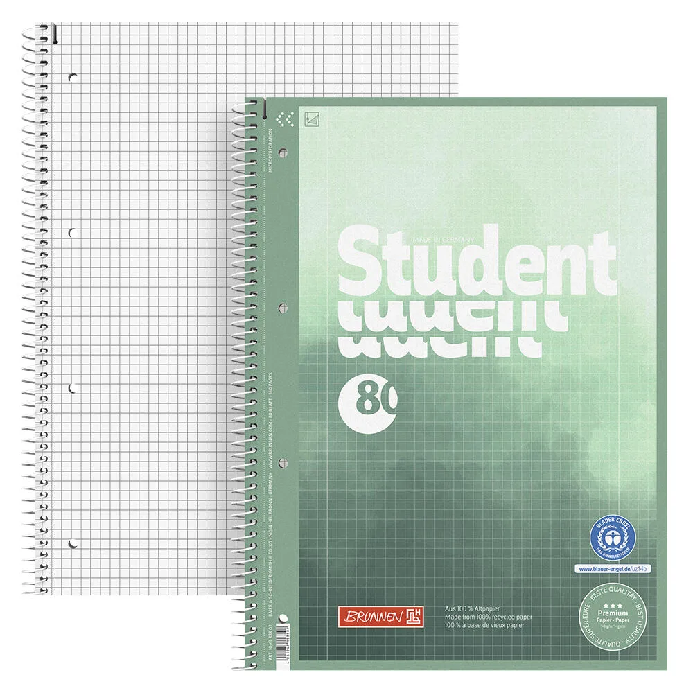 Collegeblock Premium Student 28 DIN A4 kariert fra Brunnen – produktbillede