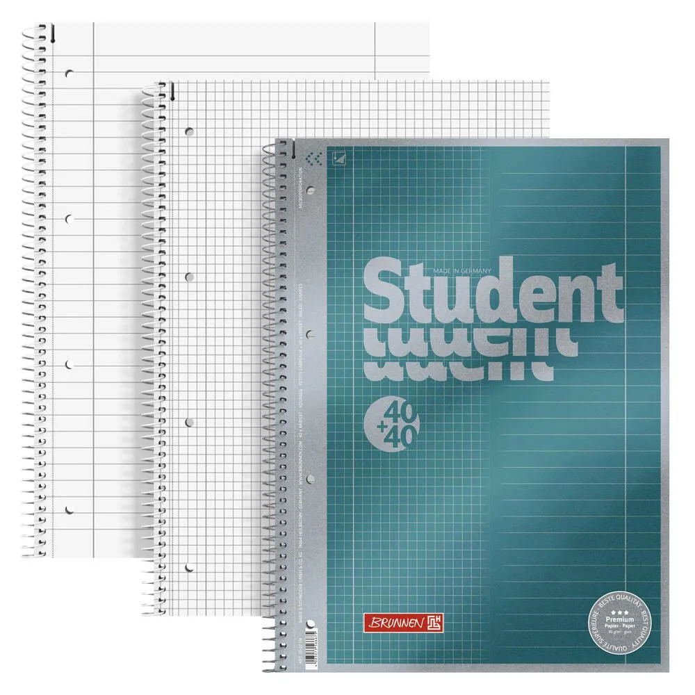Collegeblock Premium Student DUO 28 + 27 DIN A4 liniert + kariert fra Brunnen – produktbillede