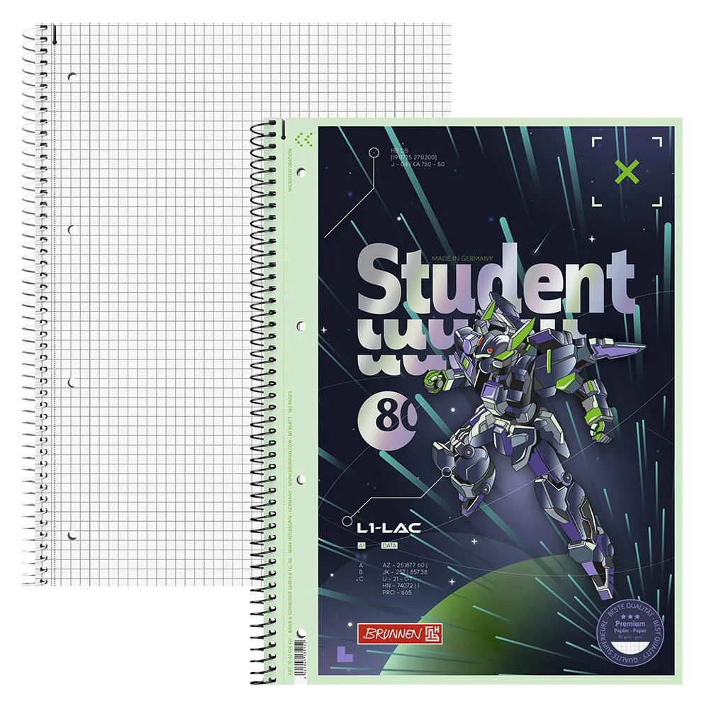 Collegeblock Premium Student Robot Heroes DIN A4 kariert fra Brunnen – produktbillede