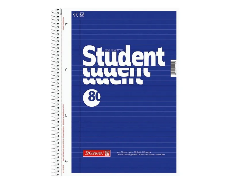 Collegeblock Student, A4, gelocht, mit Mikroperforation und Ausreißhilfe de Brunnen en Bleu – photo produit