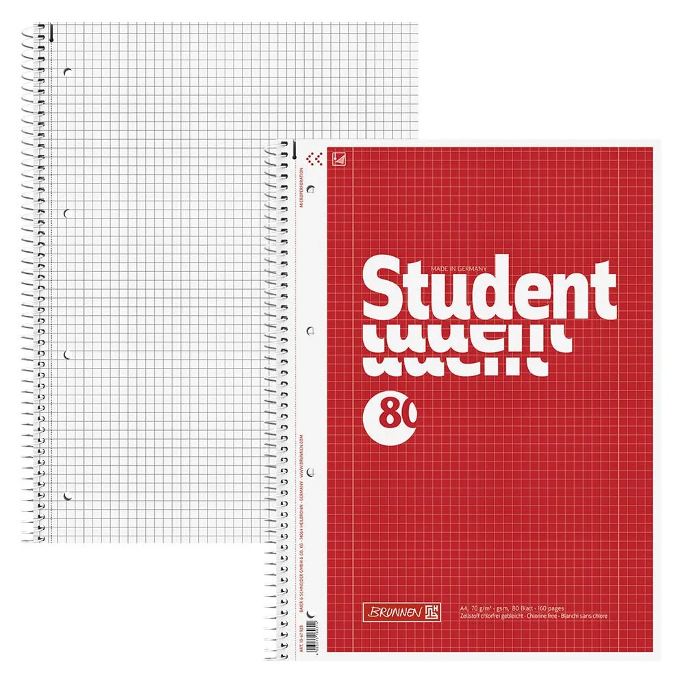 Collegeblock Student DIN A4 kariert van Brunnen – productfoto