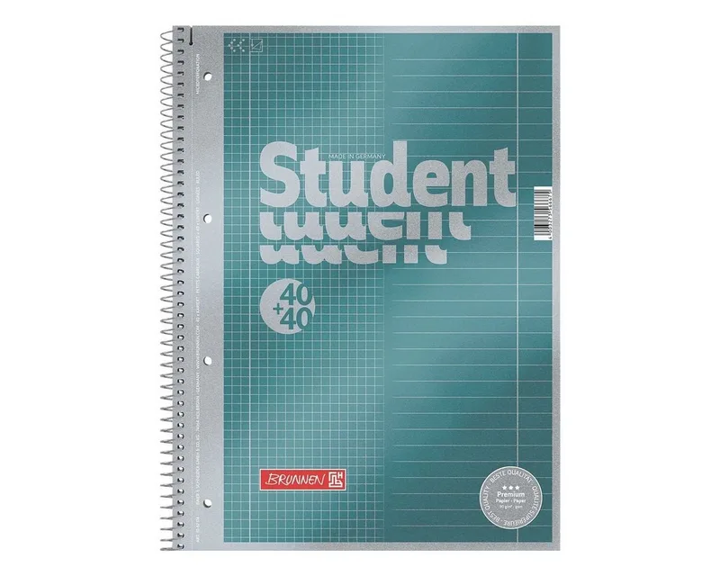 Collegeblock Student Duo, A4 kariert und liniert, 80 Blatt, 4-fach Lochung, 90 g/m² de Brunnen – photo produit