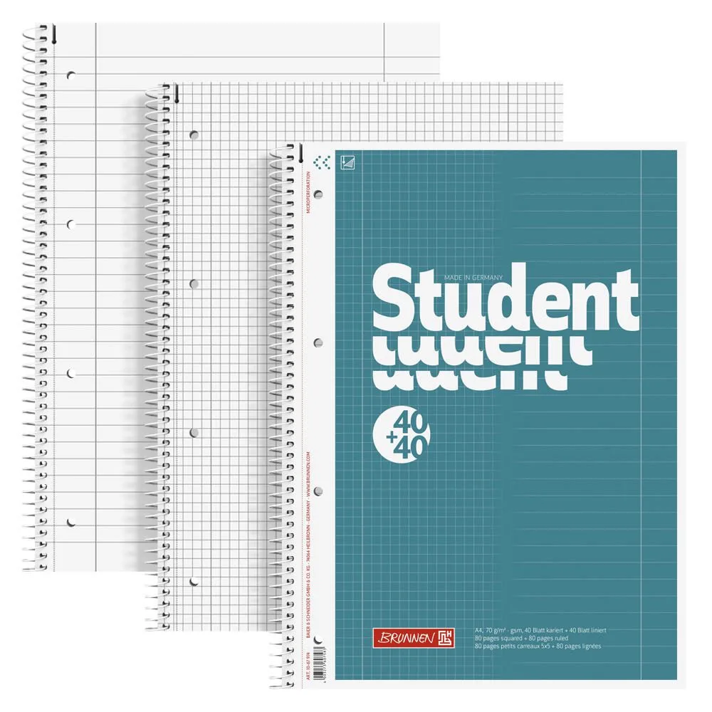 Collegeblock Student DUO DIN A4 liniert + kariert van Brunnen – productfoto
