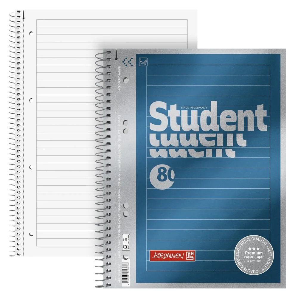 Collegeblock Student Premium DIN A5 liniert van Brunnen – productfoto
