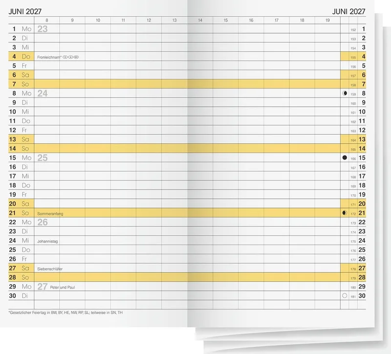 Monatskalender BRUNNEN Kalender BRUNNEN Monats-Ersatzkalendarium Mod. 746 2027 von Brunnen in Weiß – Produktfoto