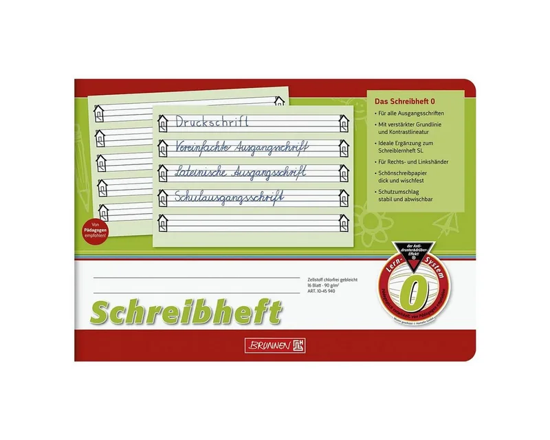 Schulheft, A5 quer liniert (Lineatur 0) by Brunnen in Green – product photo