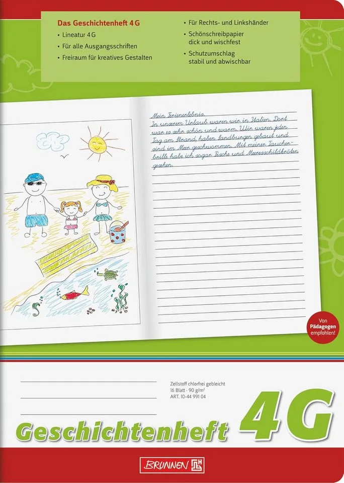 Schulheft Geschichtenheft A4 - Kreatives Schreiben & Illustrieren für Kinder by Brunnen – product photo