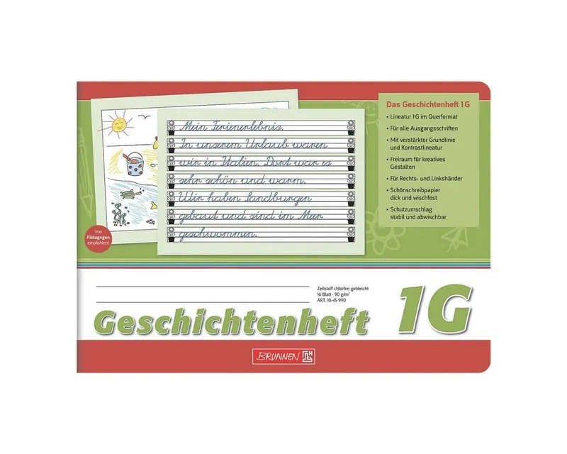 Schulheft, Geschichtenheft, A5 quer, liniert (1G), 16 Blatt by Brunnen in Multicolour – product photo