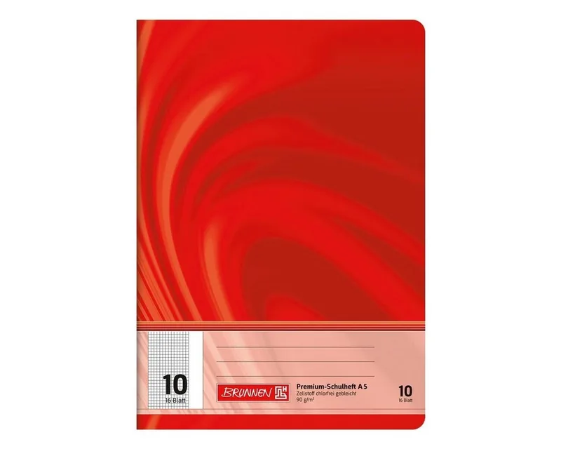 Schulheft Vivendi, A5, lariert (Lineatur 10), mit Außenrand, 16 Blatt, ungelocht de Brunnen en Orange, Rouge, Blanc – photo produit