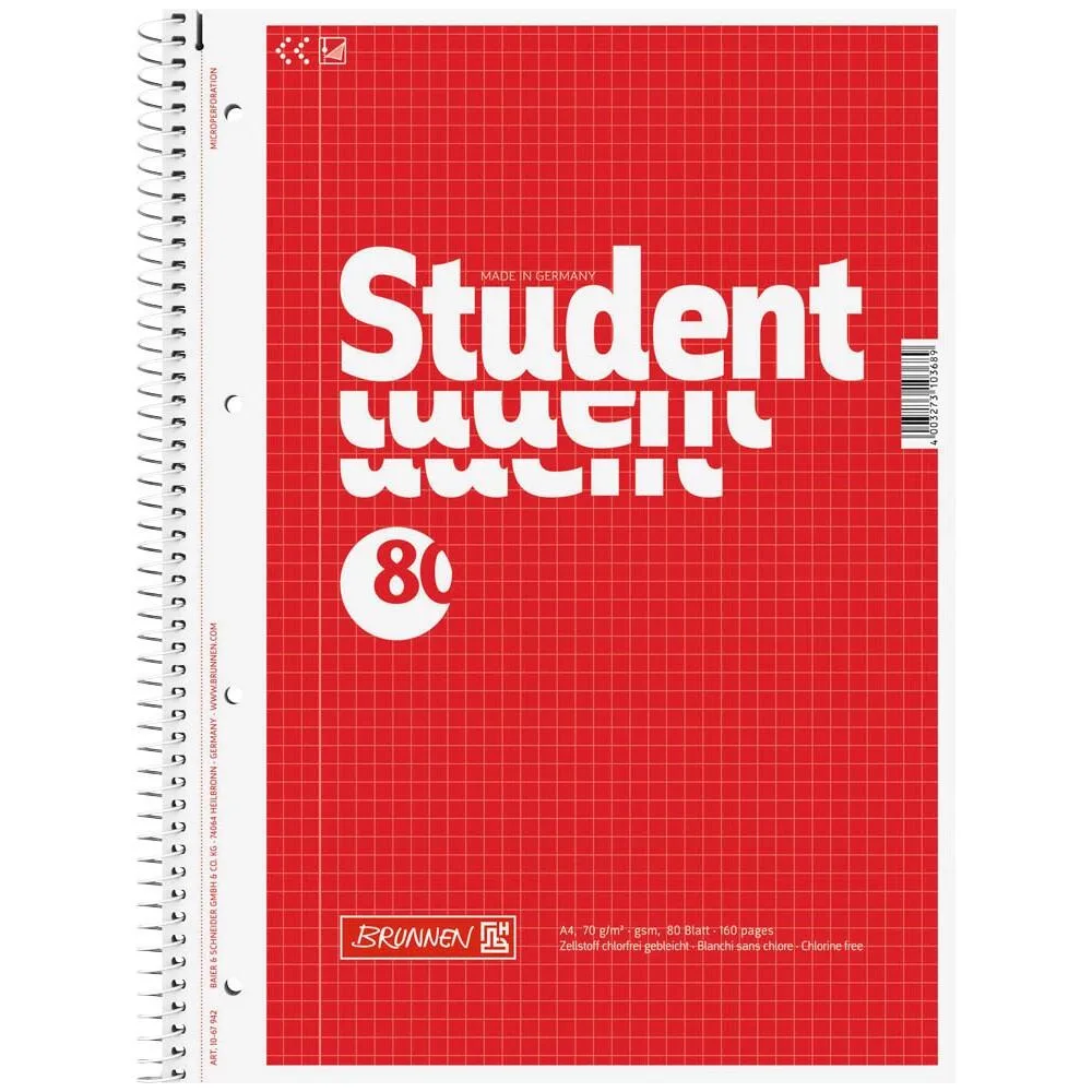 Student Collegeblock DIN A4 kariert van Brunnen – productfoto