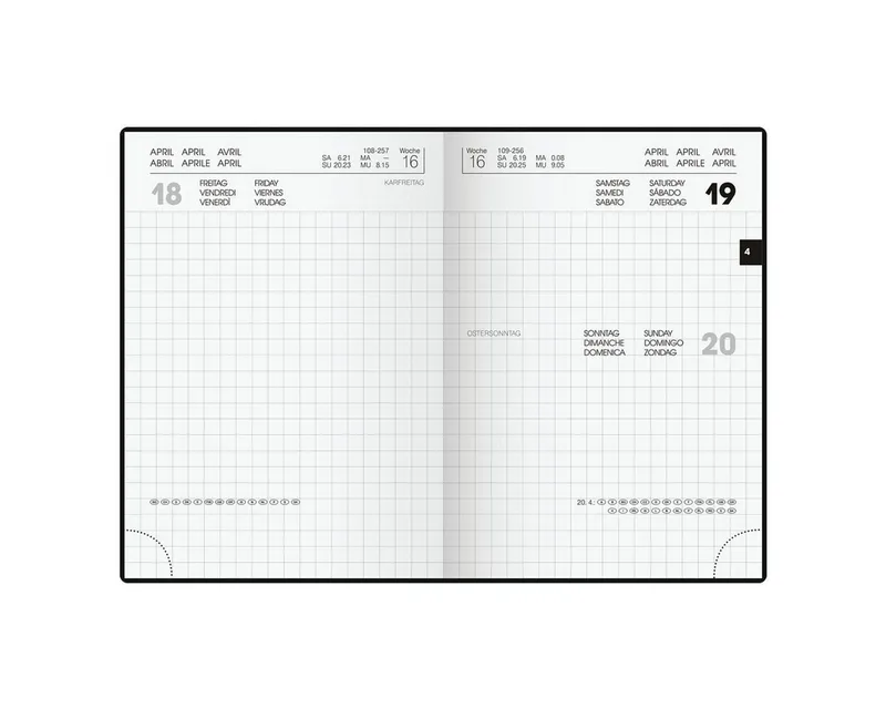 Taschenkalender, für 2027, 1 Seite = 1 Tag de Brunnen en Noir – photo produit