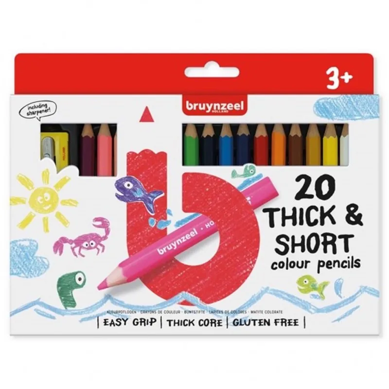 Inspiring Young 20 korte dikke kleurpotloden met slijper by Bruynzeel in Assorti – product photo