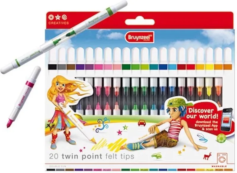 Inspiring Young 20 viltstiften - dubbele punt van Bruynzeel in Assorti – productfoto