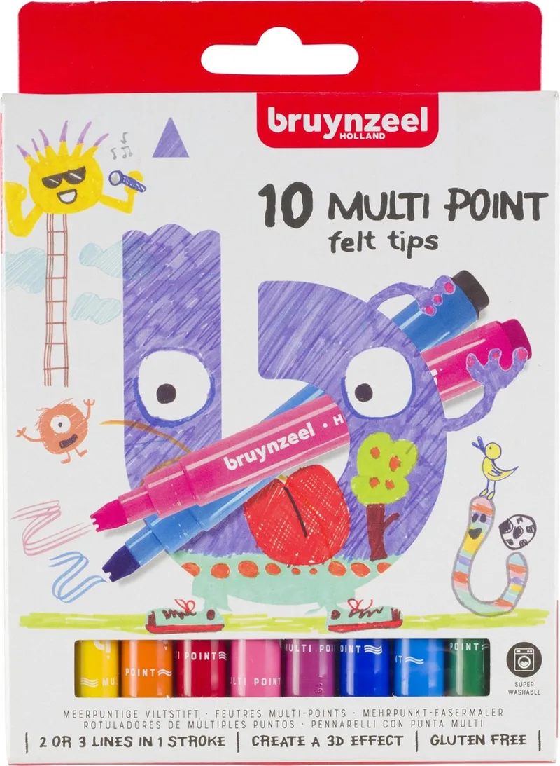 Kids Multi Point viltstiften set 10 van Bruynzeel in Assorti – productfoto