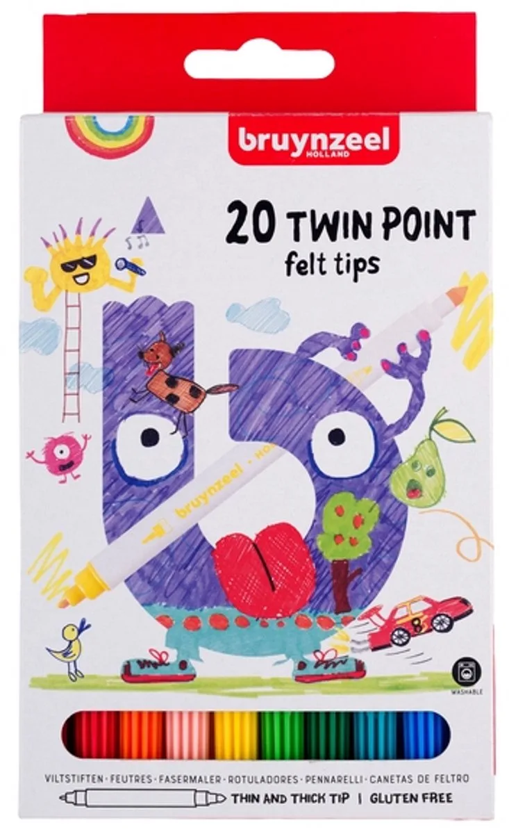 Kids Twin Point viltstiften set 20 by Bruynzeel in Assorti – product photo