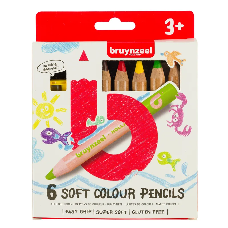Kleurpotlood bruynzeel kids met slijper 6st ass | 6 stuks van Bruynzeel – productfoto