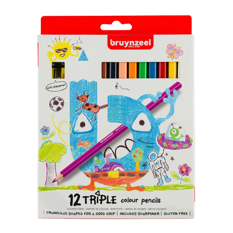 Kleurpotlood bruynzeel kids triple 12st ass | 6 stuks van Bruynzeel – productfoto
