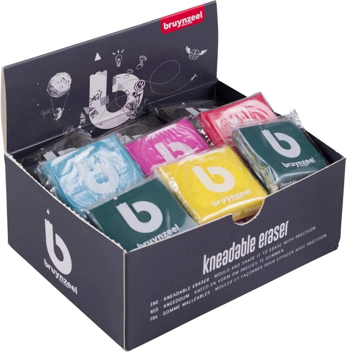 kneedgum set - 36 stuks kleurrijke gummen voor kinderen. de Bruynzeel en Assorti – photo produit