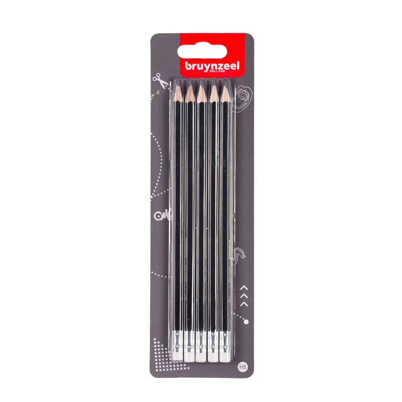 Potlood bruynzeel teens hb met gum 5 stuks by Bruynzeel – product photo