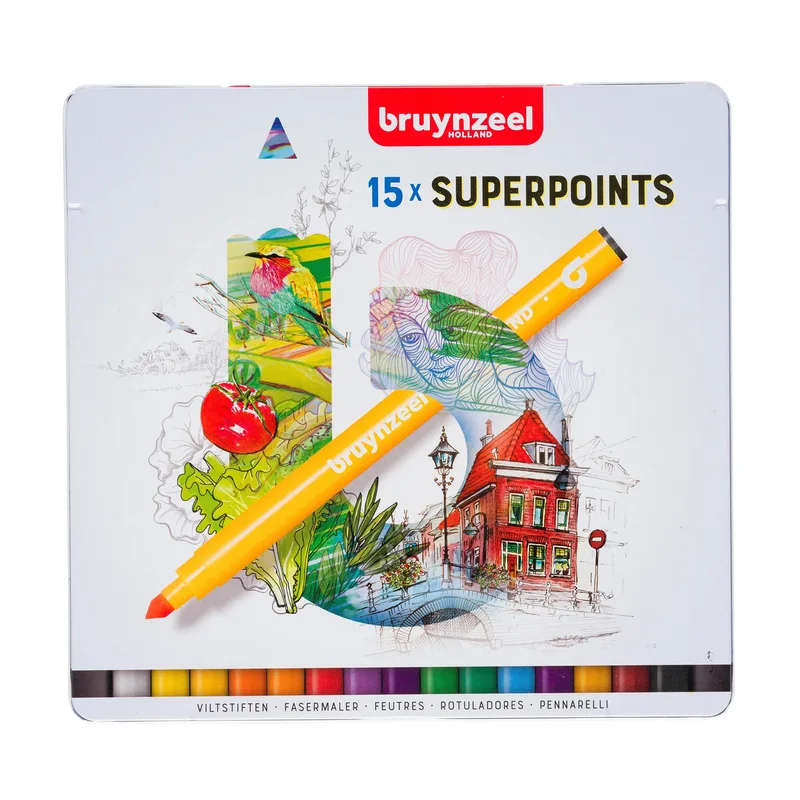 Viltstift bruynzeel creatives superpoints 15st ass | 6 stuks by Bruynzeel – product photo