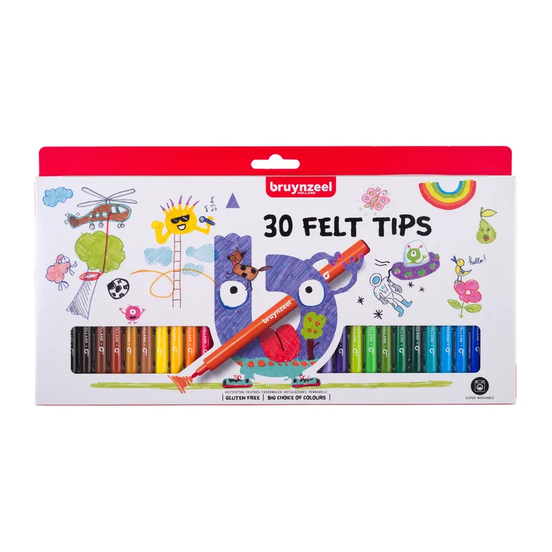 Viltstift bruynzeel kids 30st assorti | 6 stuks by Bruynzeel – product photo