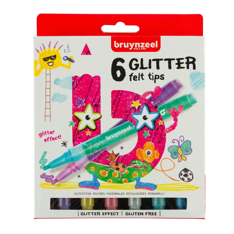 Viltstift bruynzeel kids 6st ass glitter | 6 stuks by Bruynzeel – product photo