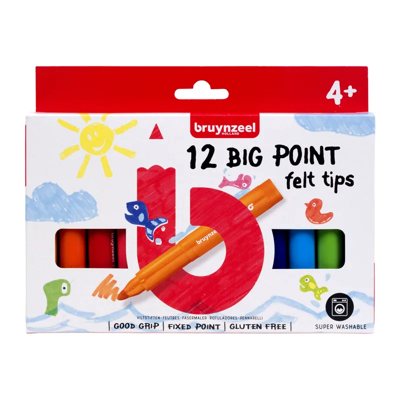 Viltstift bruynzeel kids big point 12st ass | 10 stuks van Bruynzeel – productfoto