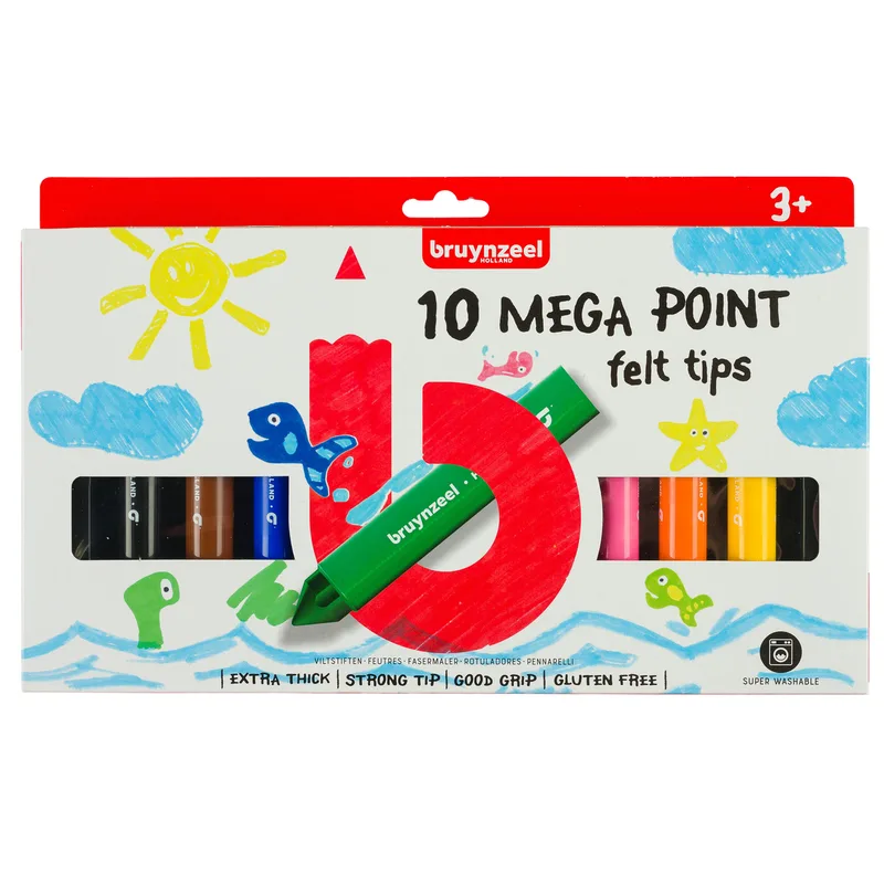 Viltstift bruynzeel kids mega point 10st ass | 12 stuks by Bruynzeel – product photo