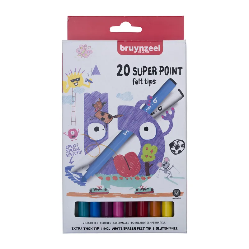 Viltstift bruynzeel kids super point ass 20st | 6 stuks by Bruynzeel – product photo