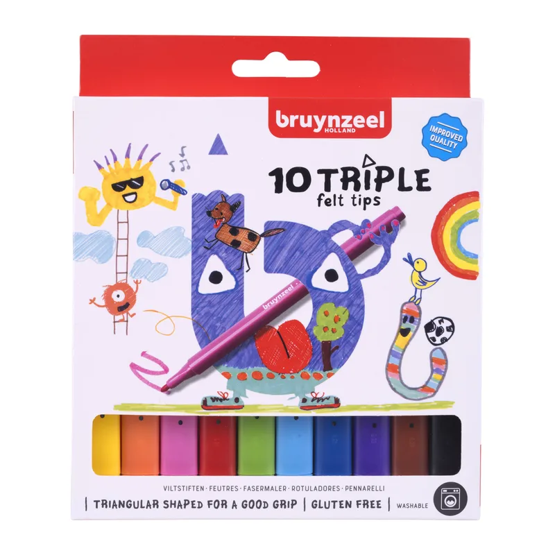 Viltstift bruynzeel kids triple 10st assorti | 6 stuks by Bruynzeel – product photo