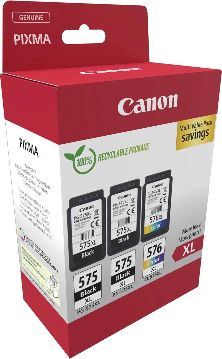 Canon 2 x PG-575XL + 1 x CL-576XL - Inktcartridge - Origineel - Hoge capaciteit - Kleur de Canon en Noir – photo produit