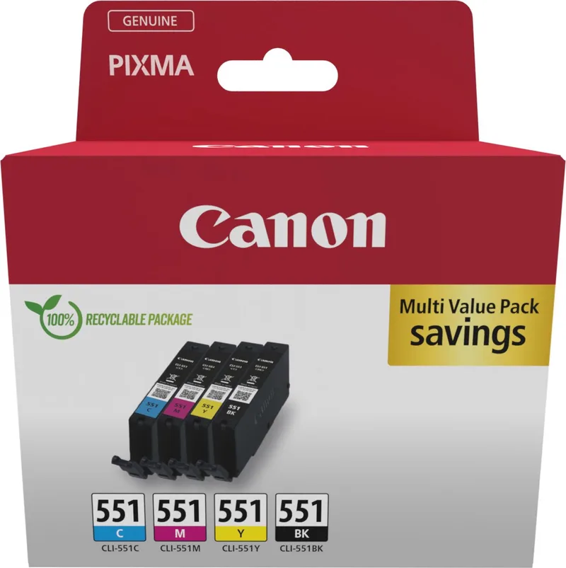 Canon 6509B016 inktcartridge 4 stuk(s) Origineel Zwart, Cyaan, Magenta, Geel by Canon in Black, Cyaan, Magenta, Yellow – product photo