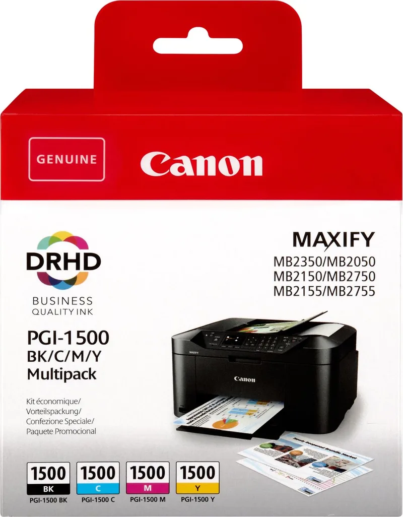 Canon 9218B005 | PGI-1500BKCMY Inktcartridge MultiPack Bk,C,M,Y 12,4ml + 3x4,5ml VE=4 voor Canon MB 2050 de Canon en Noir – photo produit
